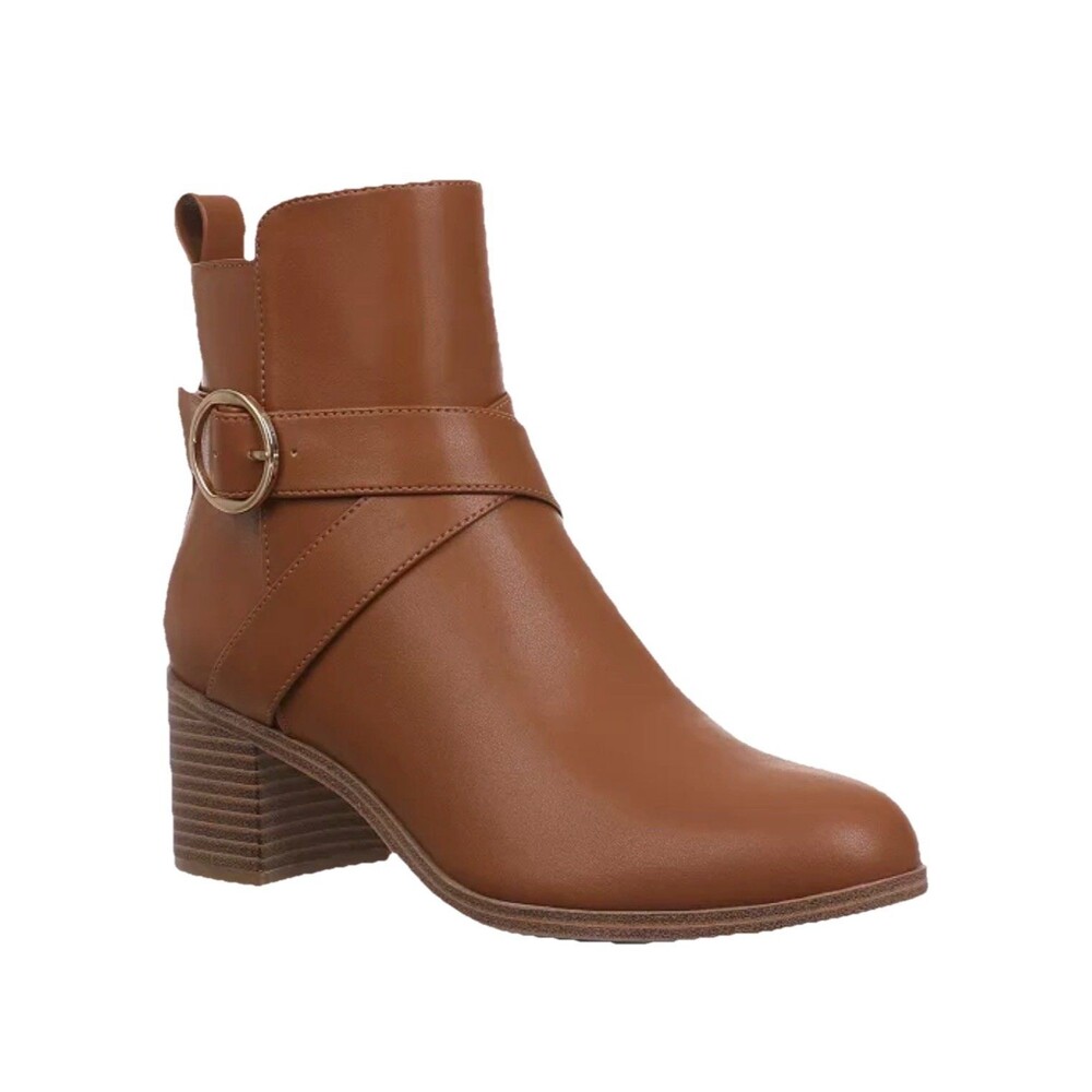 Style & Co Rosaliee Womens Belt Ankle Booties Cognac Brown Boots Size 6.5M NEW